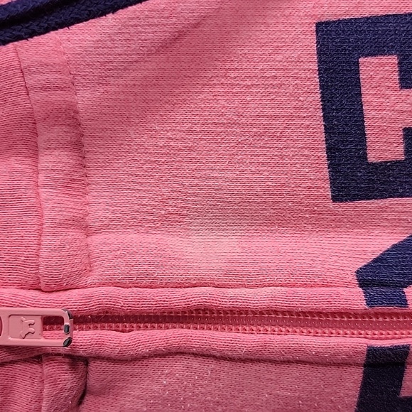 Victoria Secret Logo PINK Pullover  half Zip Varsity Striped Arm  Size Medium - Picture 9 of 10